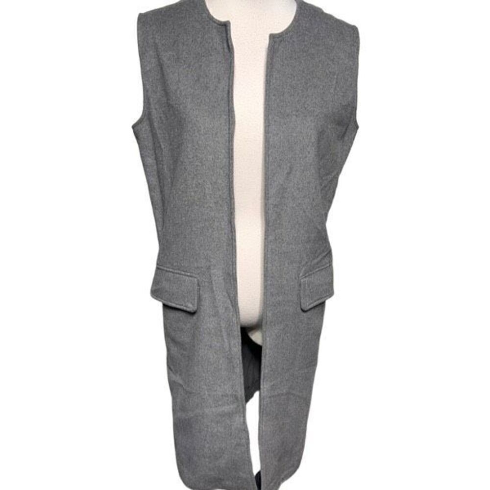 Cupcakes and Cashmere Grey Shannon Long Wool Vest Duster Size Small